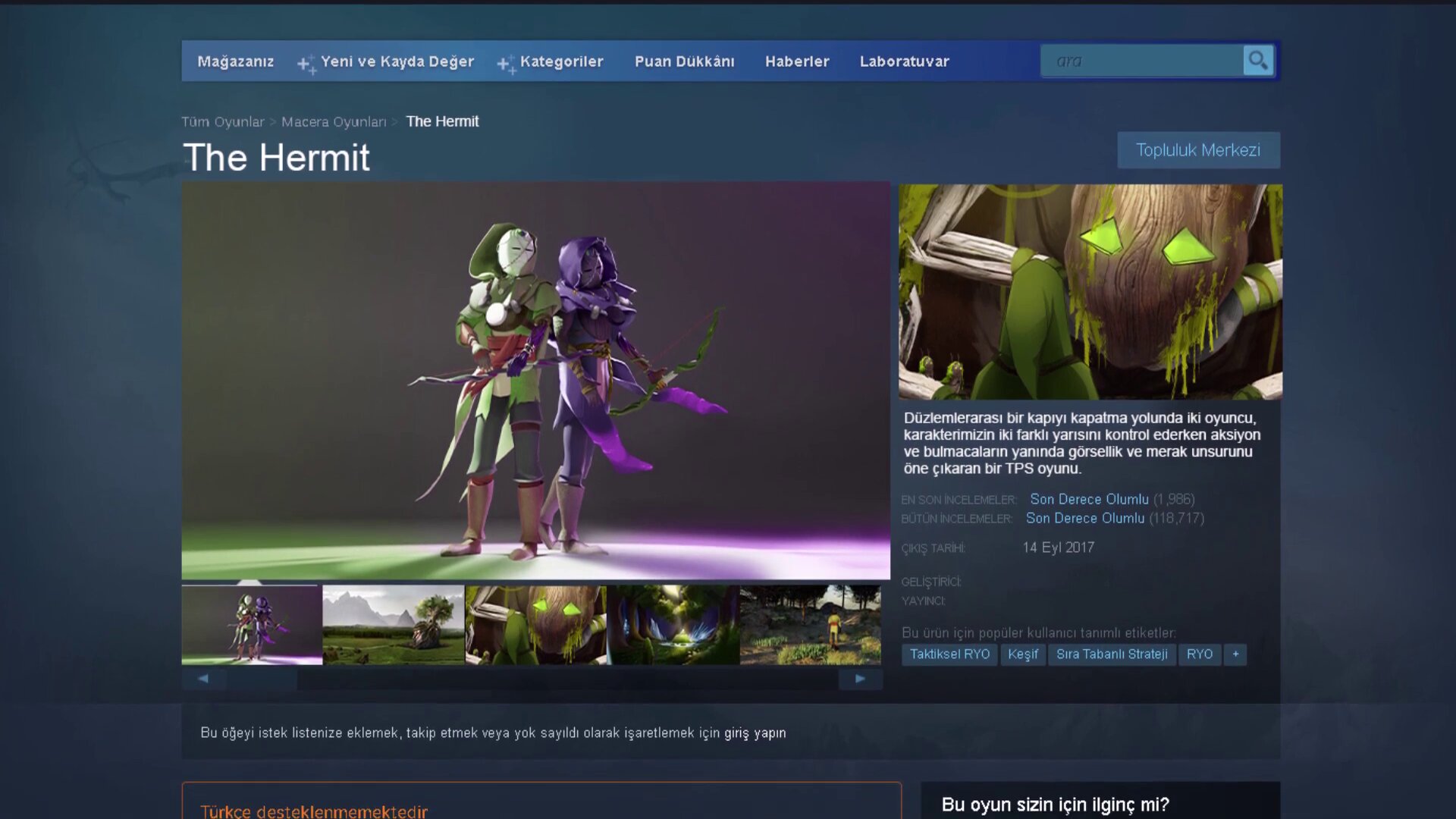 The Hermit Steam storefront presentation mock-up